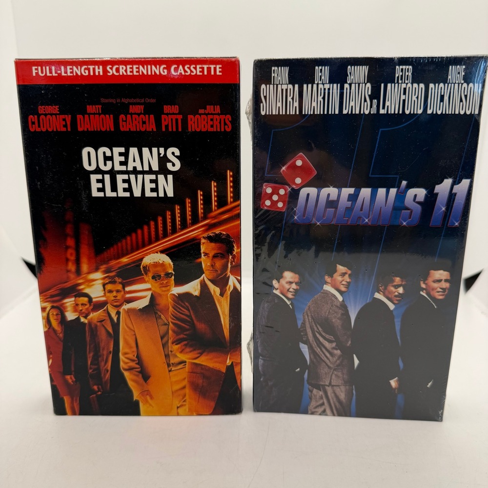 Oceans Eleven VHS Lot 1960 Original Sealed & 2001 Screening Copy George Clooney